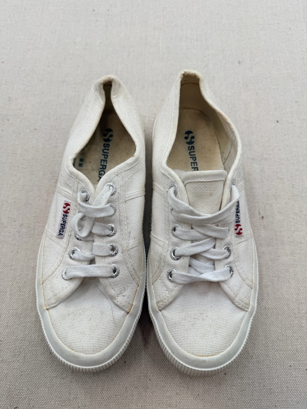 Superga Cream Canvas Low-Top Sneakers